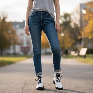 Blondo White and Black Waterproof Combat Boots